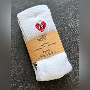 New in bag.  CREW SOCKS. Victoria’s Secret embroidered fruit crew socks.